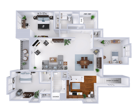Floor plan for 3 beds, 2 baths, 1869 sqft